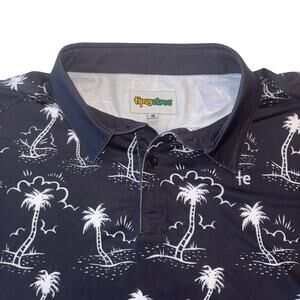 Tipsy Elves Monochrome Moonlight Tropical Golf Polo Shirt Men's XXL